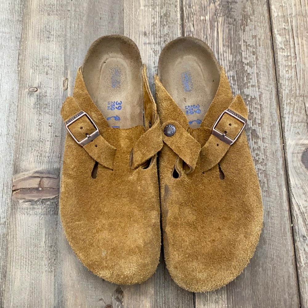 Birkenstock Boston Brown Suede Leather Clogs